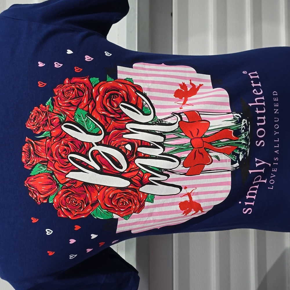 Simply Southern "Be Mine" Valentines Blue T-shirt NWT Size Small
